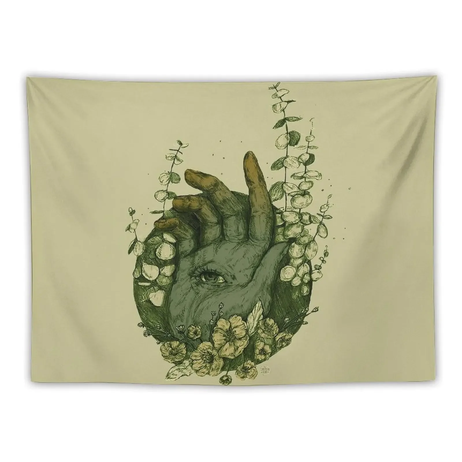 False Insight - Psychic Hand Illustration Tapestry Kawaii Room Decor Decoration Home Bed Room Decoration Tapestry