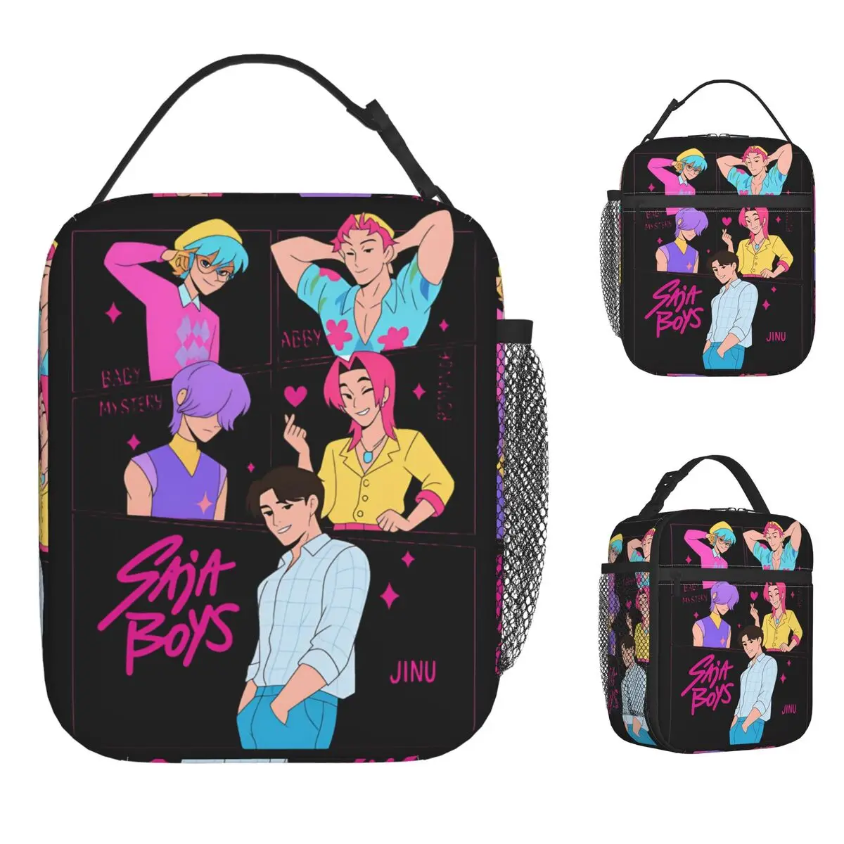 

Huntrix Boy Kpop Demon Hunters Lunch Bag Travel Lunch Box For Women Thermal Tote Handbags Oxford Portable Zipper Cooler Bag