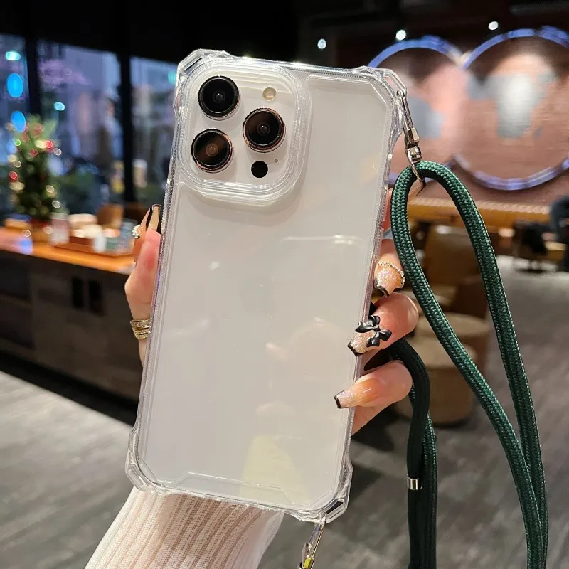 Stoßfeste Transparente Hülle für Samsung S26 S24 FE S25 Ultra S23 Plus S22 S21 A36 mit Umhängeband und Halsriemen – Detail 14