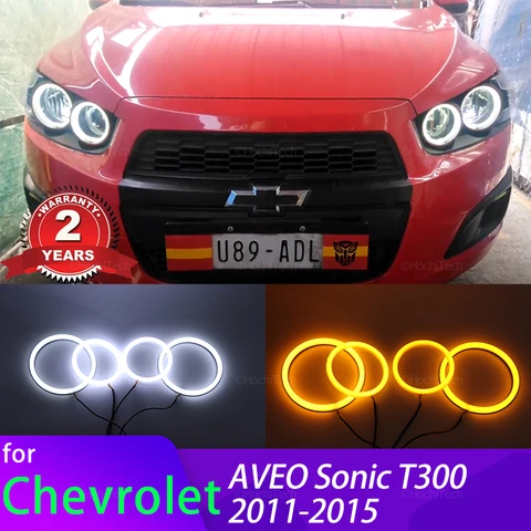 Комплект Для Переоборудования Фар Chevrolet AVEO Sonic T300 2011-15: Светодиодные Фары «Ангельские Глазки» С Дневными Ходовым...