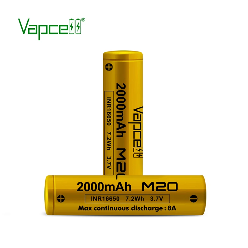 1-20pcs Original New Vapcell 16650 Battery M20 INR16650 2000mah 8A Li-On Lithium rechargeable Batteries Cylindrical Battery