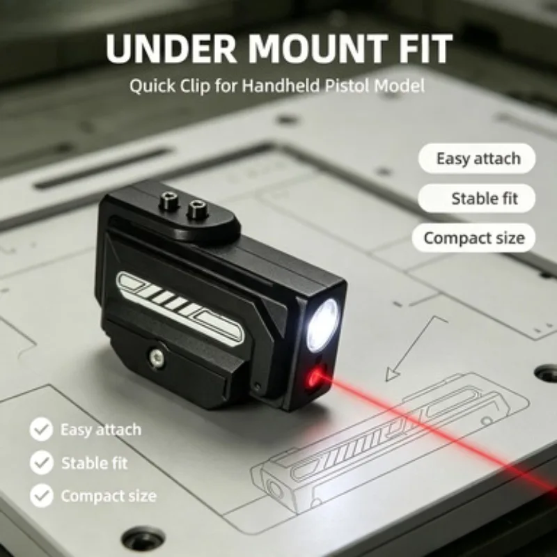 Wear Resistant Dual Light 2-in-1 Under Mount Clip Fit Collectible Handheld Pistol Hobby Model Decor Accessories