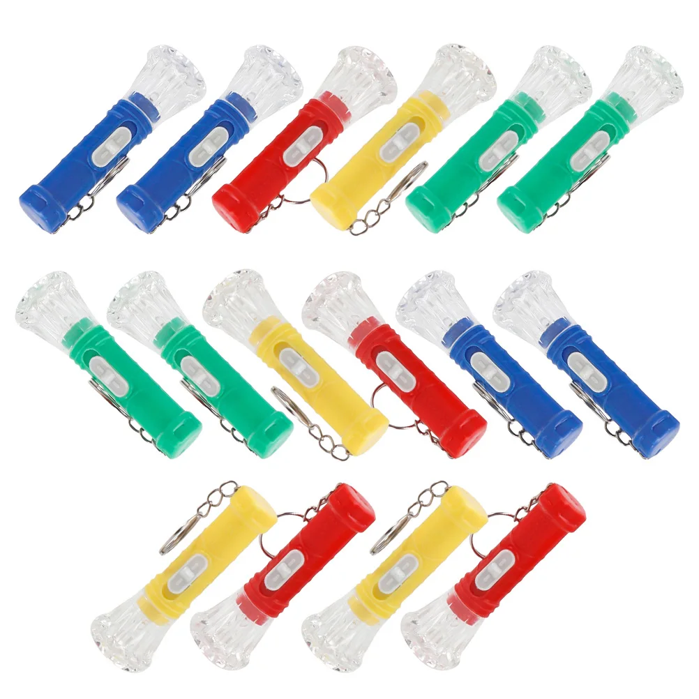 

16pcs Mini Flashlight LED Keychain Small Plastic Torch Pocket Size Camping Decor Hanging Accessories Random Color Practical