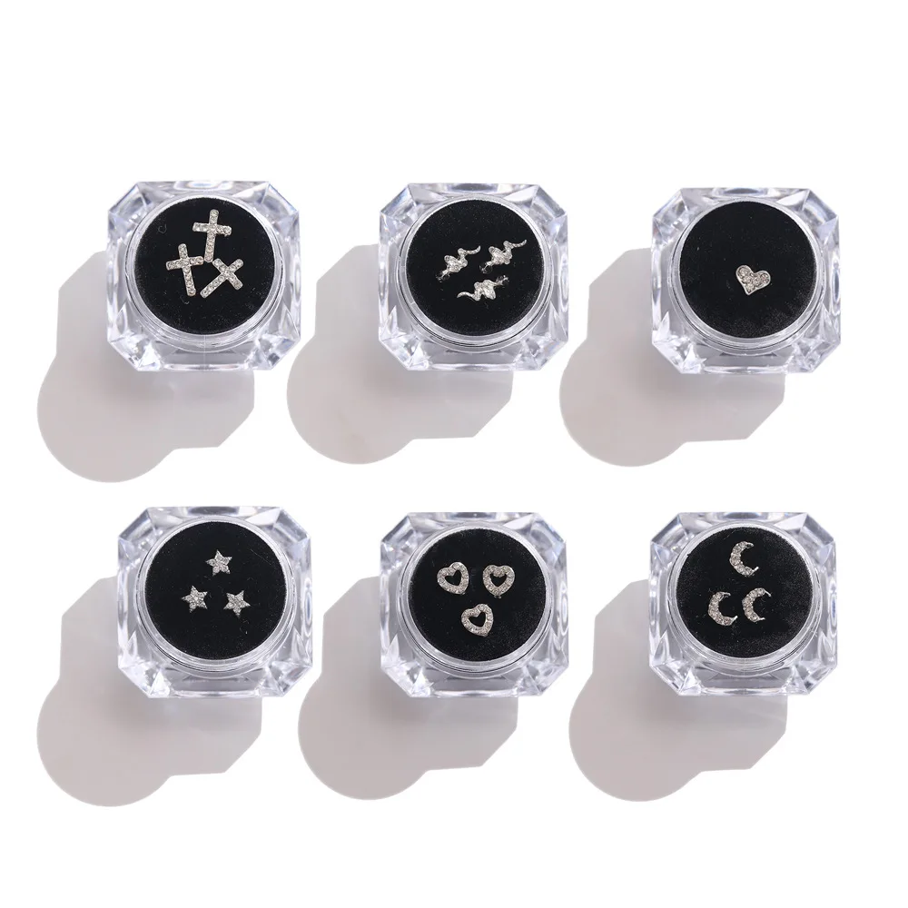 

Серебряные металлические украшения для зубов, стразы в форме звезды, креста, сердца, тонкий полый дизайн, декоративные элементы для зубов