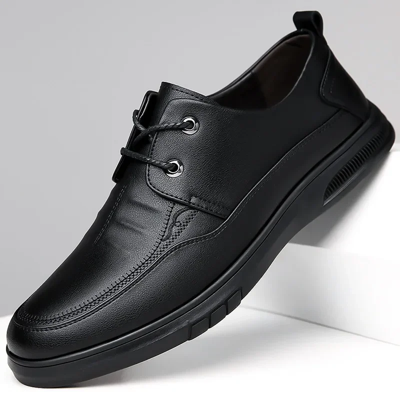 Spring Autumn Leather Business Men\'s Dress Shoes Fashion Light Casual Man Loafers Designer Soft-soled Black Driving Shoes Male