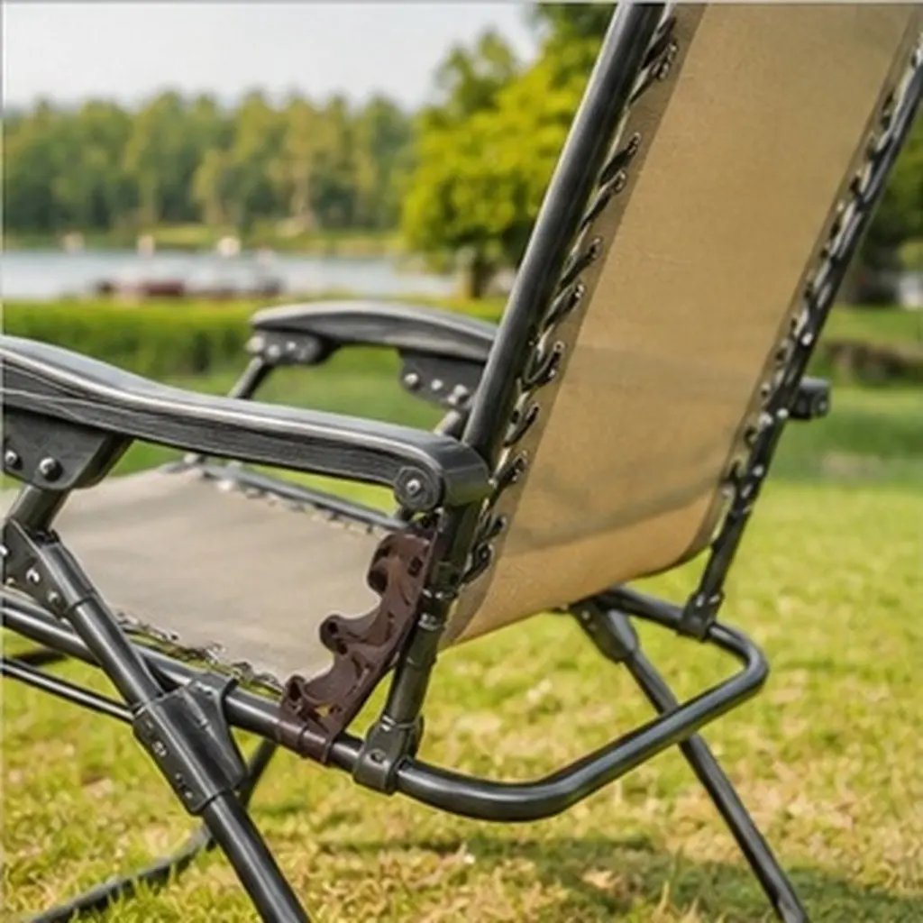4Pcs Outdoor Folding Recliner Chair Adjuster Set 5 Gear Adjustable Buckle Clips Patio Garden Furniture Support Brackets Brown