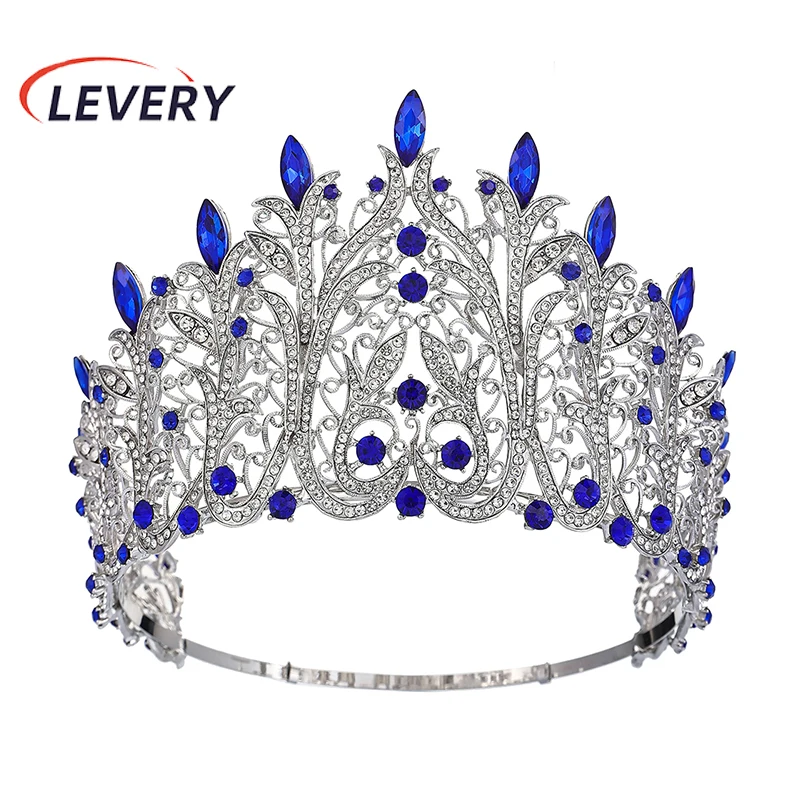 Levery Big Crown Crystal Bridal Crown Tiara Rhinestone Pageant Diadem Wedding Hair Accessories