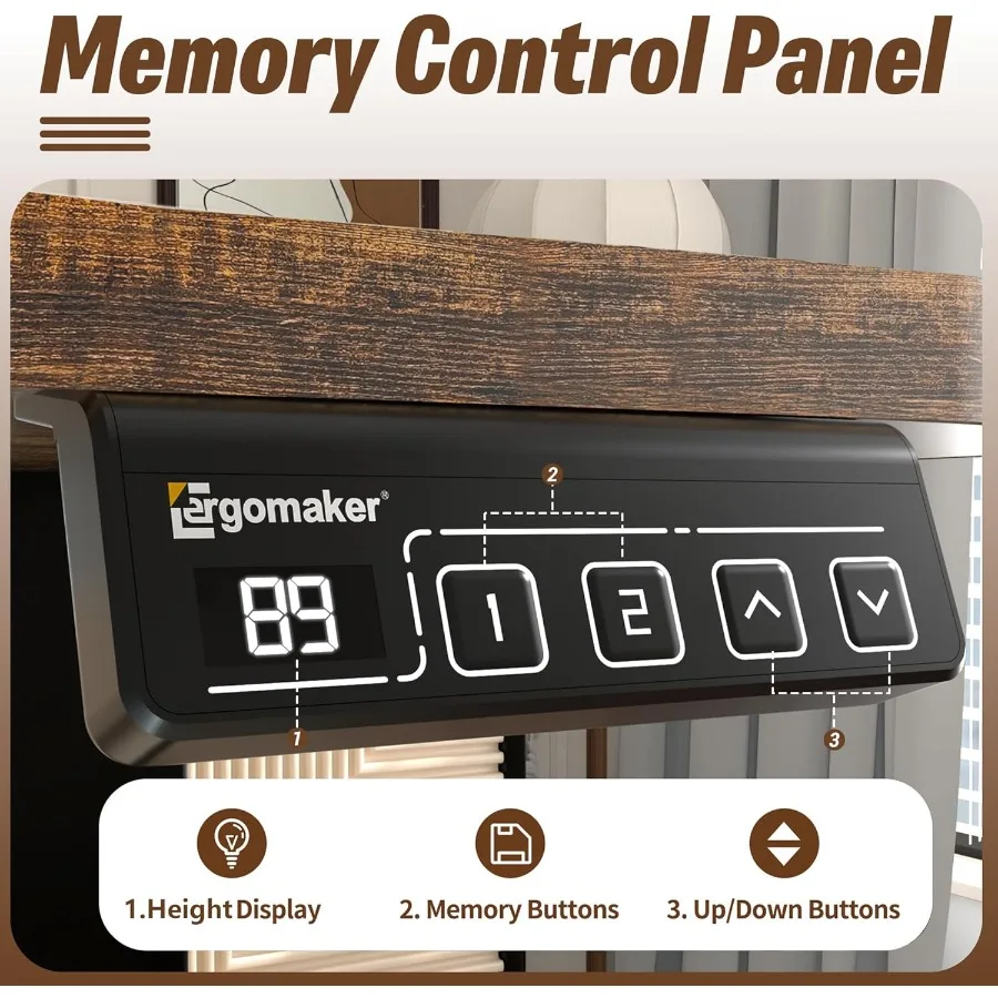 55 مكتب قائم كهربائي مع ارتفاع قابل للتعديل للمكتب المنزلي ومحطات عمل الكمبيوتر يتميز وحدة تحكم الذاكرة للمخصص #5