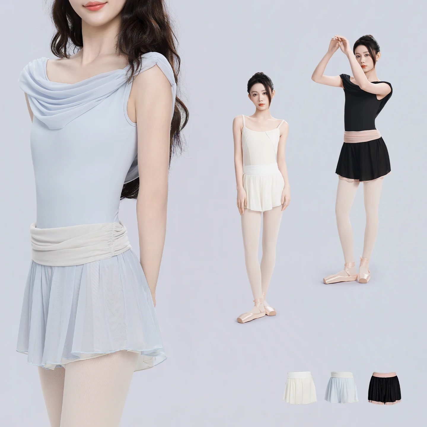 Women Ballet Shorts Soft Mesh Double-side Dance Culottes Color Contrast Training Sport Jogging Pants Ballerina Dance Trousers