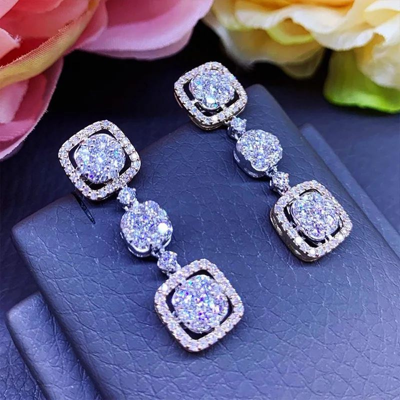 Valuable 925 Sterling silver Earring Lab Diamond Party Wedding Drop Earrings for Women Bridal Engagment Promise Jewelry