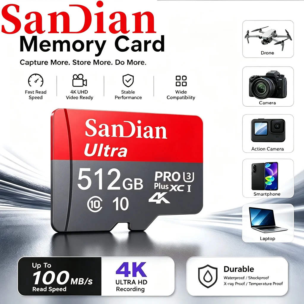 Fast Micro TF SD Card 256GB 128GB 64GB SD Cards TF Cards Memory Card HD A2 X-Ray Proof for Drone/Gaming Console/Desktop
