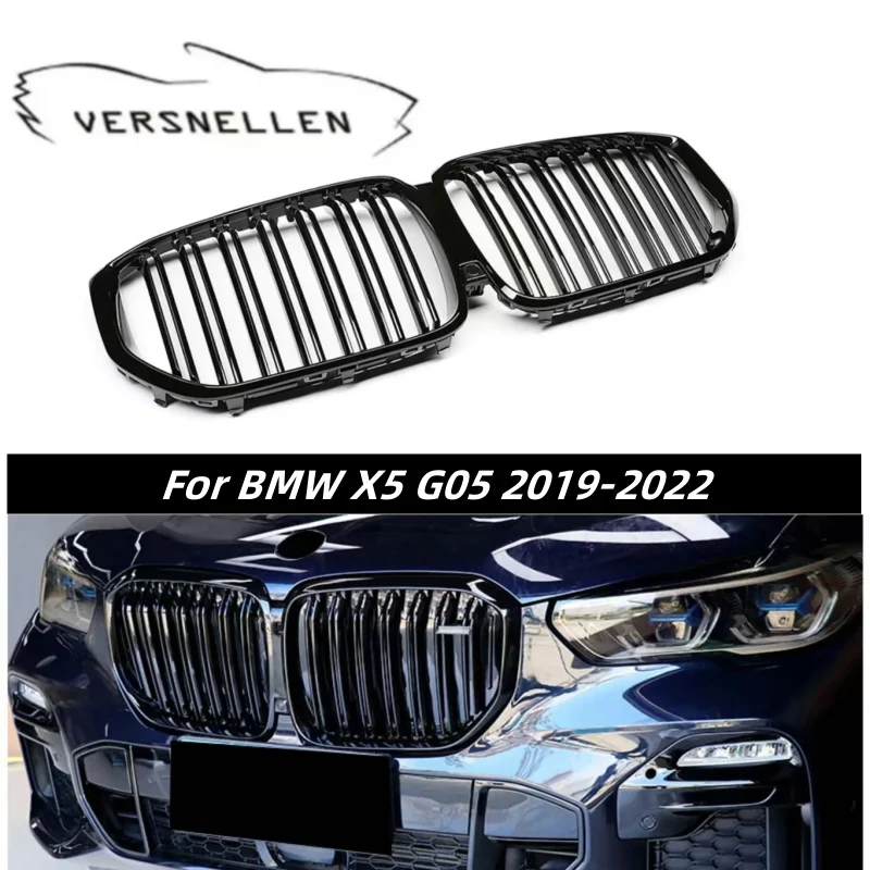 For BMW X5 G05 2019-2022 Dual Slats Gloss Black ABS Front Grilles  With Three Color Car Accessories