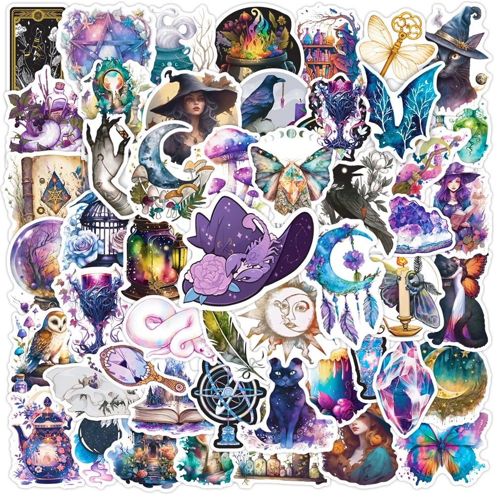 10/30/50pcs Retro Gothic Witch Cartoon Graffiti Stickers Aesthetic Graffiti Sticker Phone Scrapbook Skateboard Cool Decals Decor