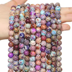 Natural Stone Colorful Sea Sediment Jasper High Quality Healing Stone Spacer Beads for Jewelry Making DIY Bracelet Necklace 15''