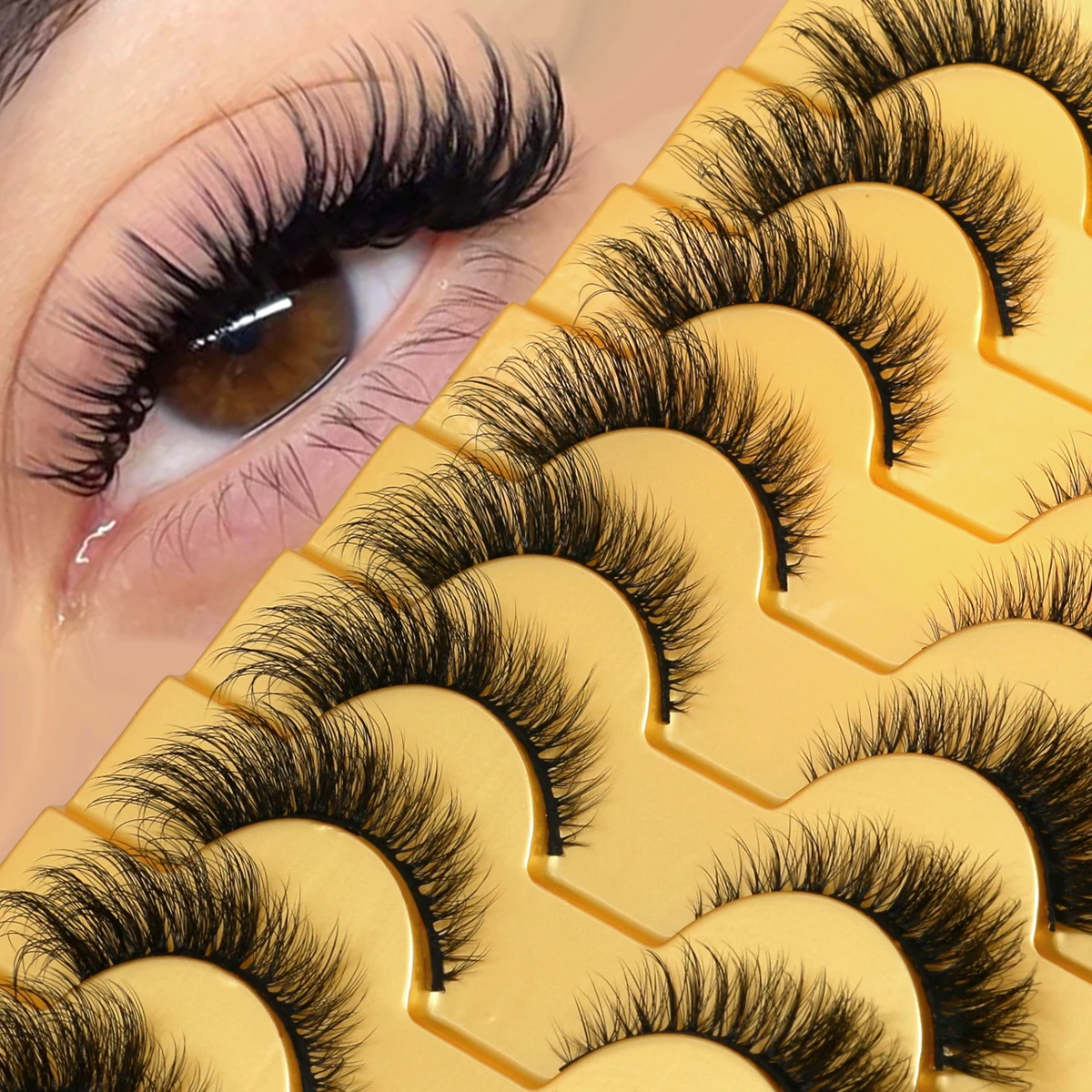 Lasvirey Cat Eye Lashes Fluffy Thick Fake Lashes Soft 5D Fluffy Volume Lashes Eye Elongated Faux Mink Lashes Extension Makeup