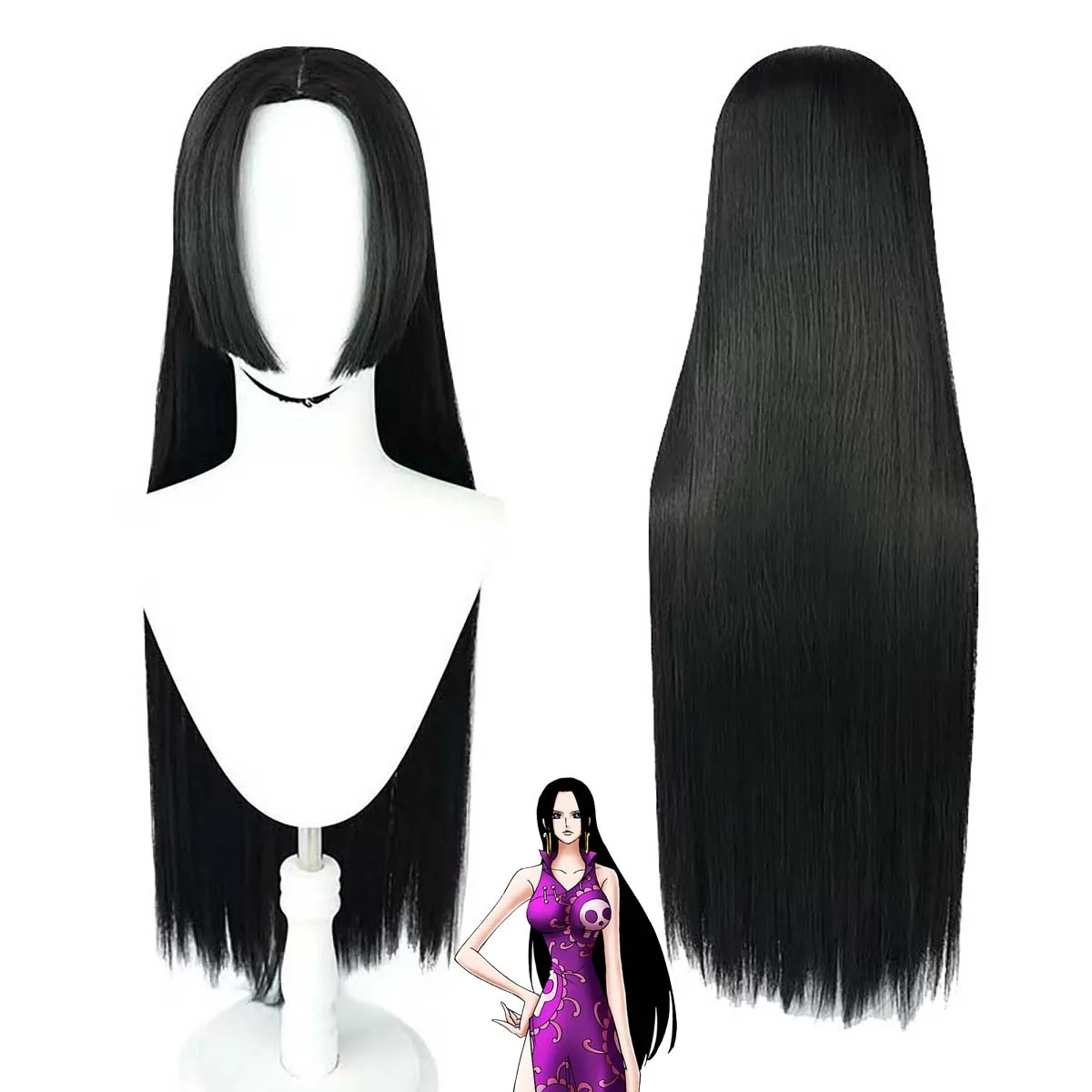 

Party Seven Warlords of the Sea Women cosplay Boa Hancock long straight black Hair wig