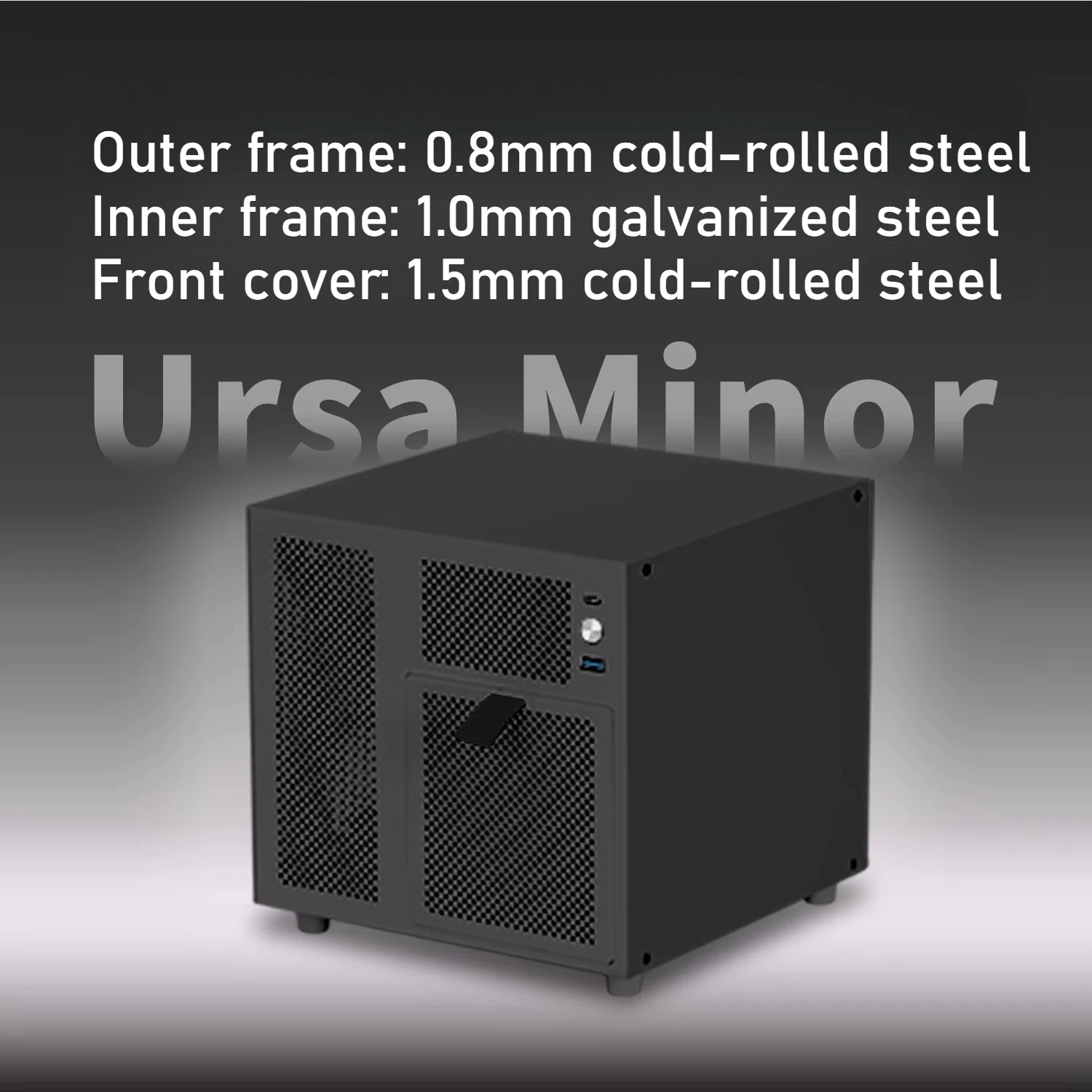 เคส NAS Ursa Minor 4 ช่องใส่ฮาร์ดดิสก์, รองรับพาวเวอร์ซัพพลายแบบ SFX, เมนบอร์ด ITX, สีดำ Feiniu, เหมาะสำหรับใช้เป็นเซิร์ฟเวอร์จัดเก็บข้อมูลภายในบ้าน, ขนาดเล็ก
