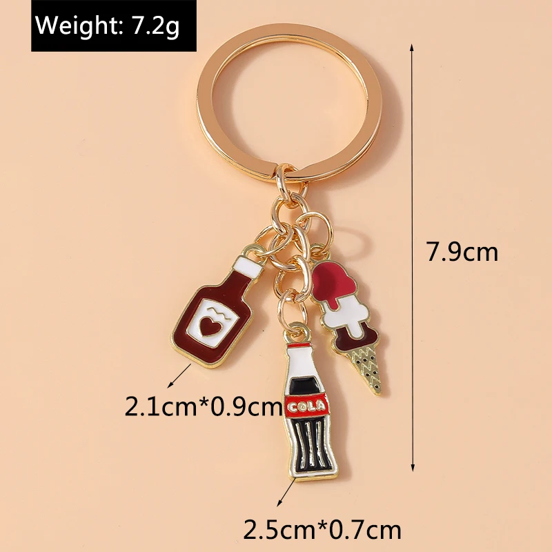 Niedliche Emaille Simulation Rotwein Schlüssel bund Cola Schlüssel ring Anhänger für Männer Frauen Auto Schlüssel halter Handtasche Dekor handgemachte Schmuck Geschenk – Detail 2