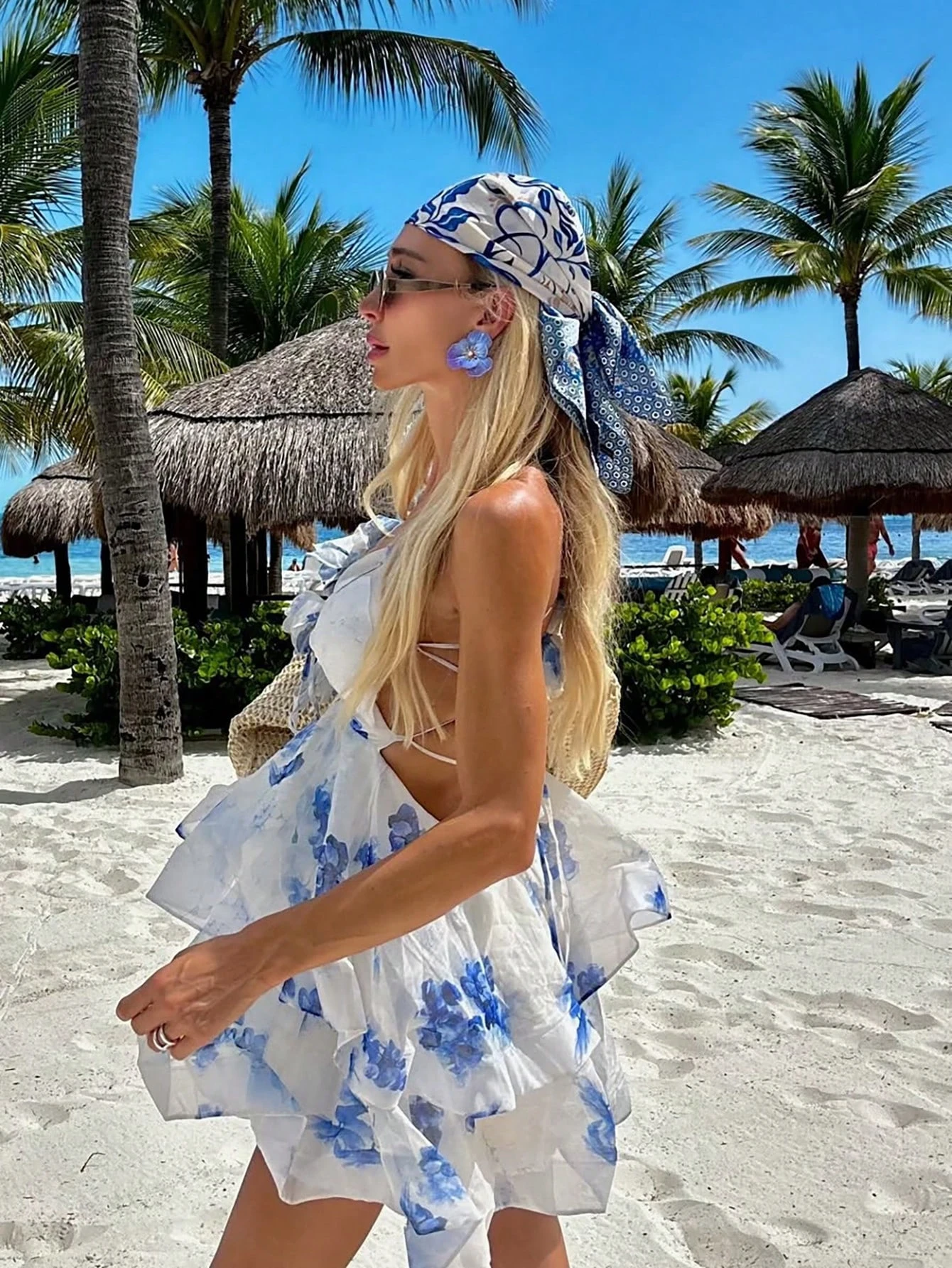 Luksusowa Marka Bohemia Nadruk Kwadratowa Jedwabna Apaszka Damska Hidżab Opaski do Włosów 70cm Chusta Damska Satynowa Szal Bandana Opaska na Głowę