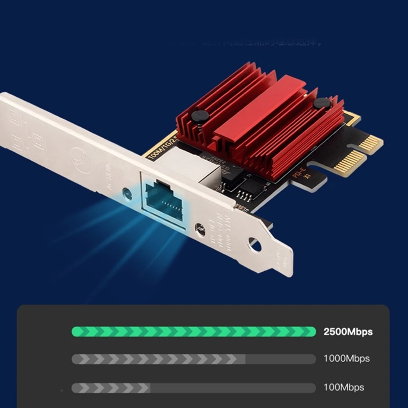 PCIE to 2.5Gb Networking Card 2.5Gbps Ethernet Adapter RTL8125 Chip 10/100/1000Mbps/2.5G for Desktop PC Fast