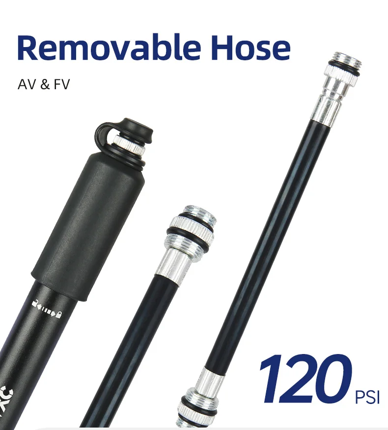 CXWXC Mini-Fahrradpumpe, max. 160 psi, tragbar, Schrader, Presta-Ventil, Luftpumpe, Aluminiumlegierung, Radfahren, versteckter Schlauch, Reifen, Handluftpumpe – Detail 13