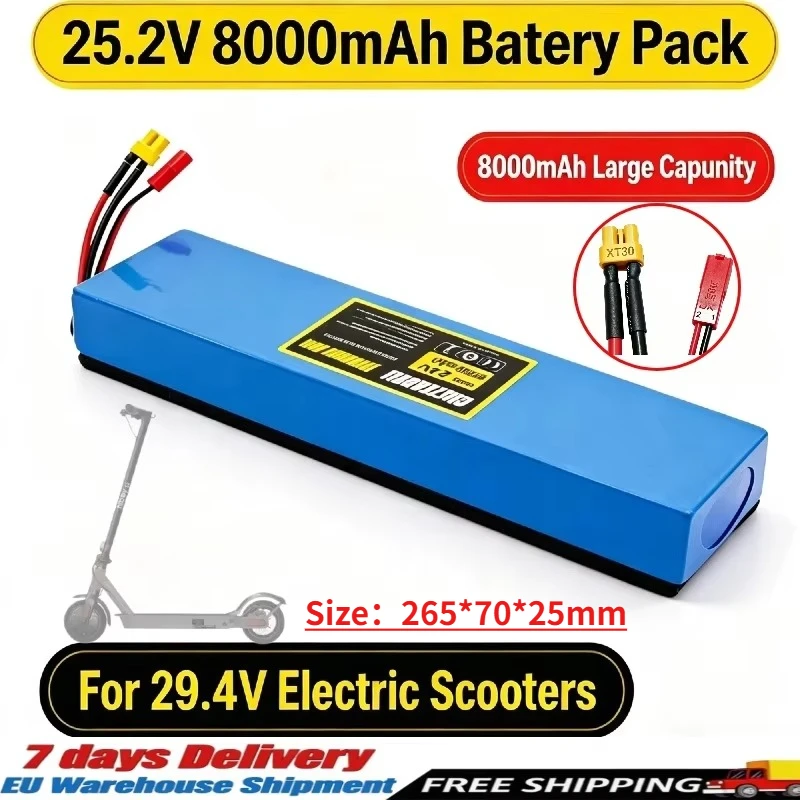 8000mAh Hochleistungs-18650-Zellen 7S2P 25,2V Li-Ionen-Akku-Pack, eingebautes Sicherheitsschutz-Lithium-Batteriemodul, perfekter Ersatz für Stromversorgungsteile, kompatibel mit 29,4V-Ladegeräten für