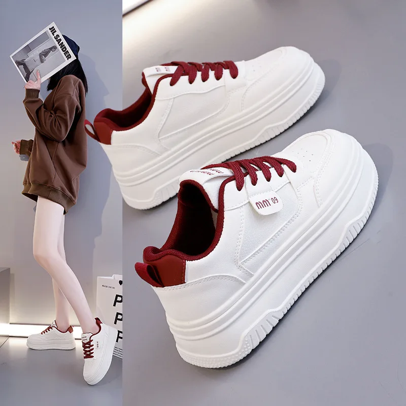 

Women Vulcanized Shoes New Korean Version Ins Student Thick Sole Height Increasing Sports Board Shoes Casual