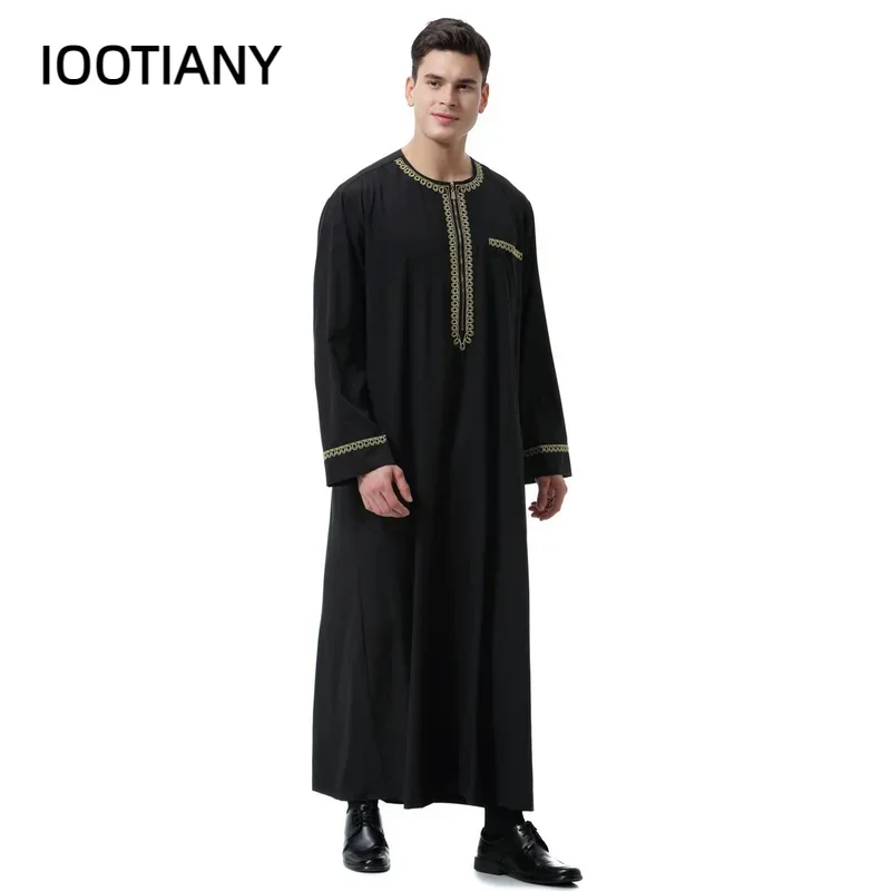 Muslim islamic Clothing Men Jubba Thobe print zipper Kimono Long Robe Saudi Musulman Wear abaya caftan Islam Dubai Arab Dressing