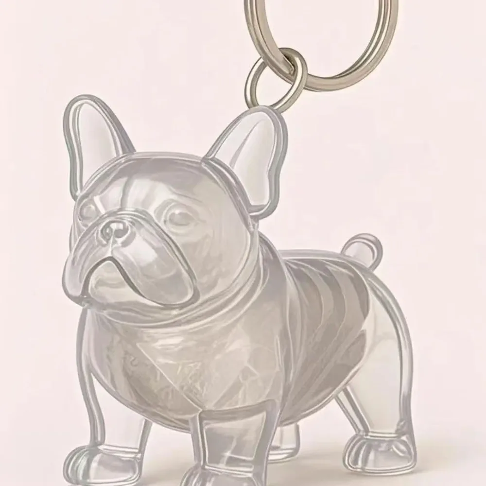 Dog Shape Dog Hair Storage Box Hair Grooming Transparent Pet Hair Keychain DIY Handmade Keyring Puppy Pendants Backpack