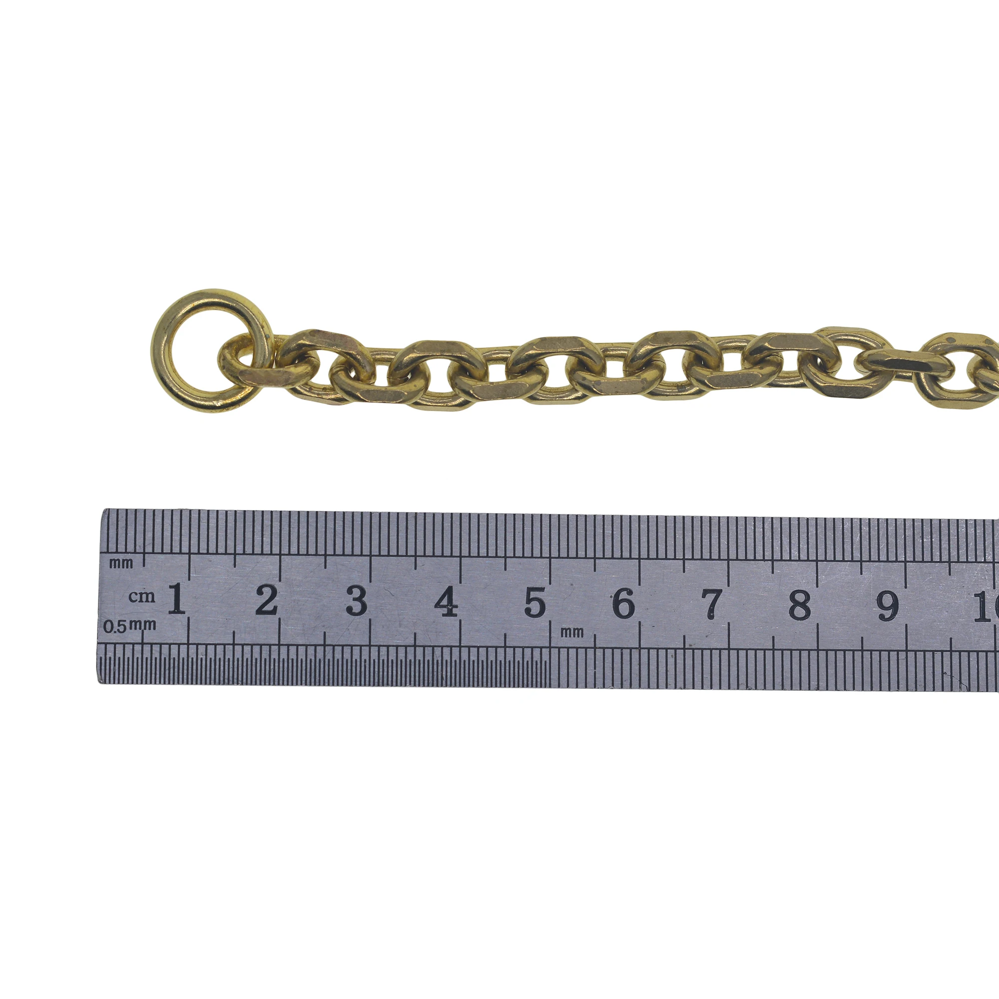 Classic biker Fine solid brass large 9 mm thick Itlay carved oval link necklace wallet jean  pocket watch chain EDC DIY