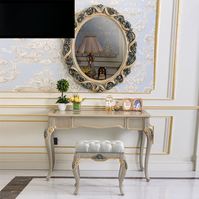 European makeup table small apartment master bedroom dresser mirror stool combination set princess luxury makeup table furniture