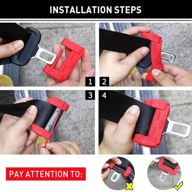 2pcs Car Seat Belt Clip Silicone Protective Cover Holder, Scratch Resistant and Dust-proof Interior Protection Cover - view 2