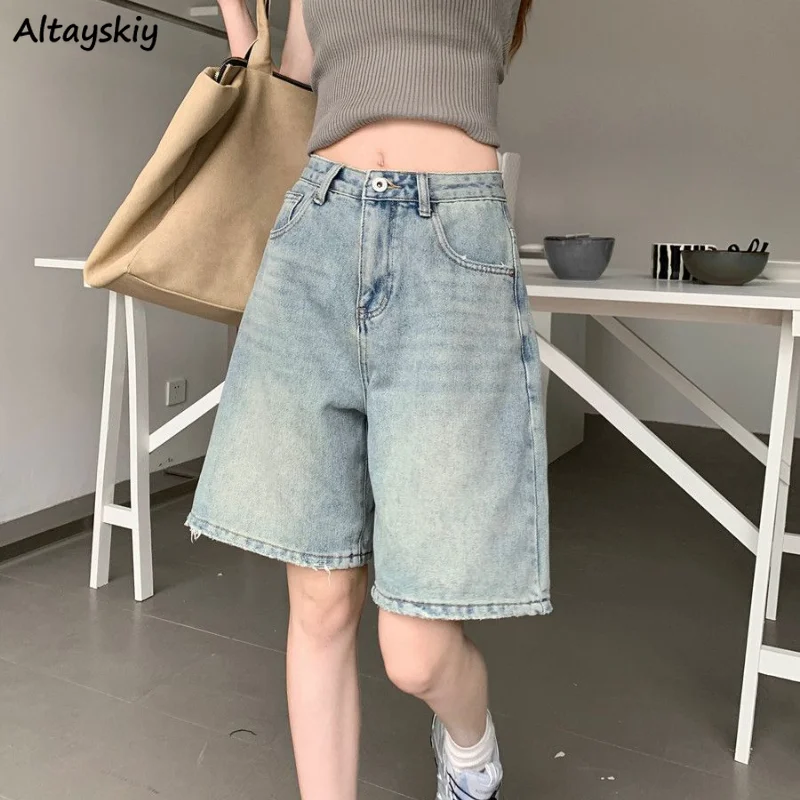 

Vintage Denim Shorts Women Summer High Waist All-match Baggy Trousers Fashion New Korean Style Ulzzang Aesthetic Temper Hotsweet