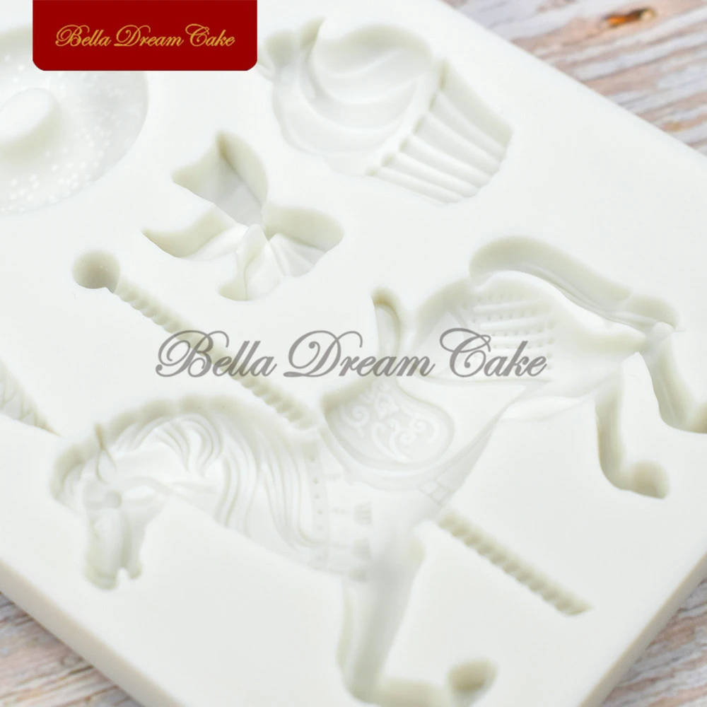 3D Carousel Dessert Silicone Mold Fondant Chocolate Mould DIY Handmade Clay Soap Molds Cake Decorating Tools Baking Accessories