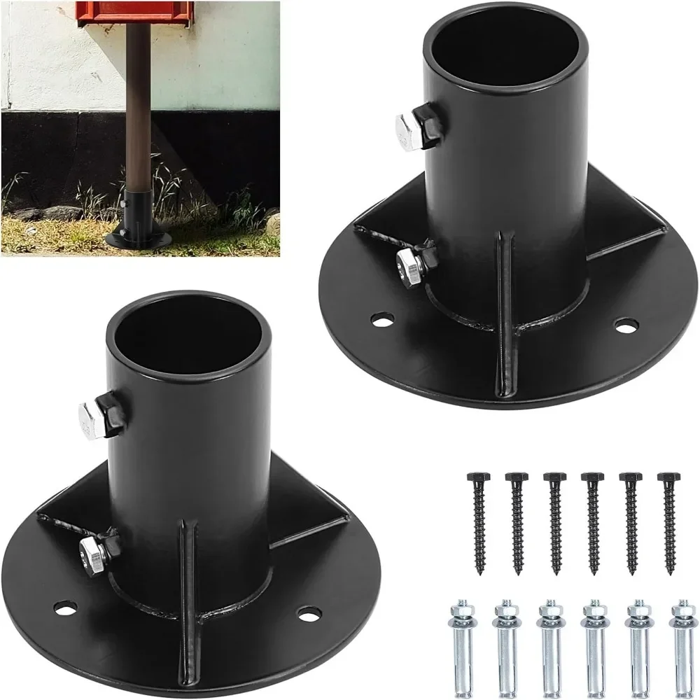 

Комплект круглых опорных оснований для столбов, усиленные напольные фланцы для забора, почтового ящика, перголы, террасы, 2 штуки с винтами