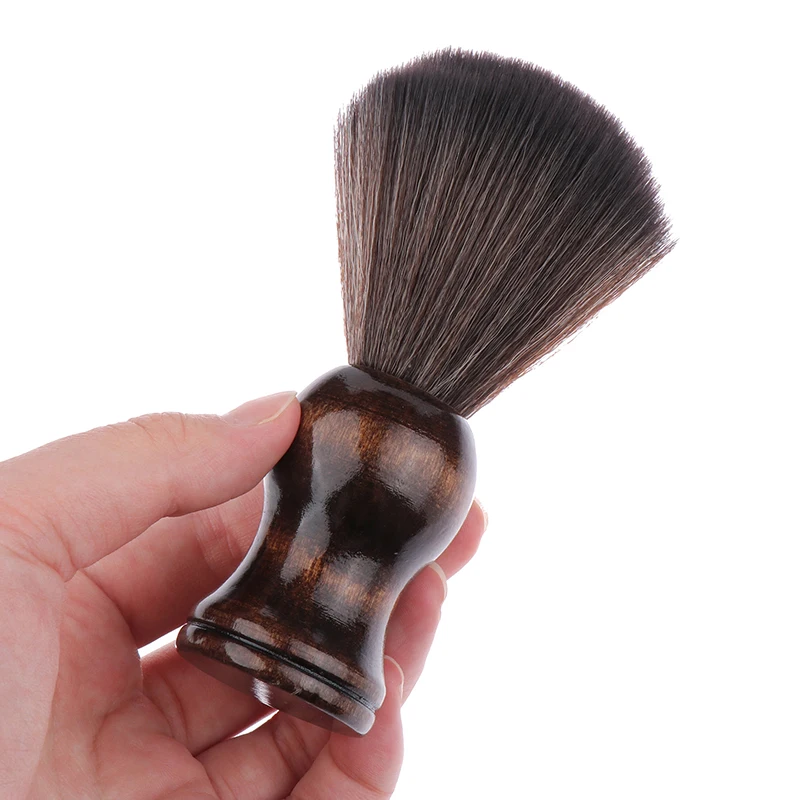 Soft Nylon Shaving Brush Portable Soft Brush Sweeping Salon Cleansing Foam Brush Wooden Handle Beard Brush