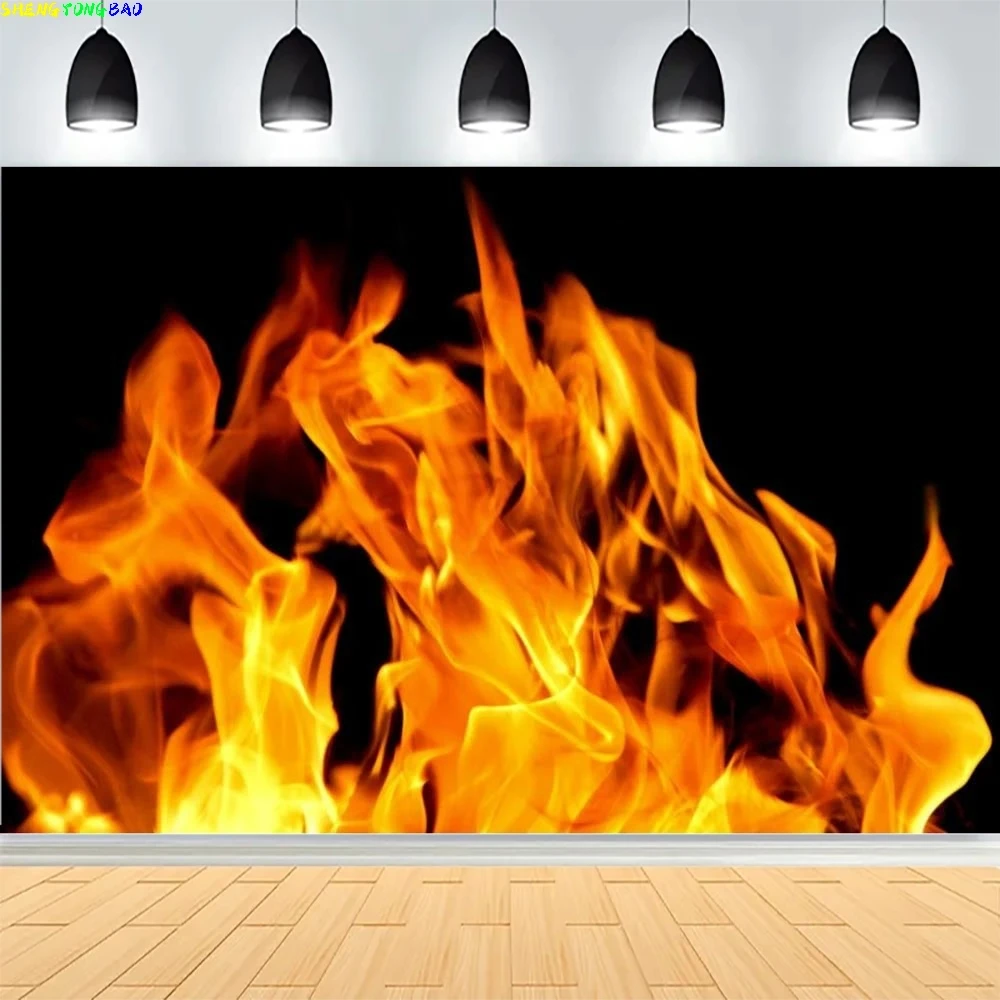 

Christmas Holiday Warm Home Photography Backdrops Fireplace Crackling Flames Party Wood Burning Photo Studio Background CR-01