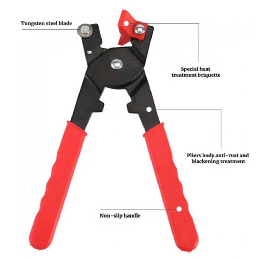 Glass Tile Mosaic Nippers Heavy Duty Double Round Wheel Glass Flat Nose Trimming Clamp Pliers Ceramic Tile Cutting Tongs Tools