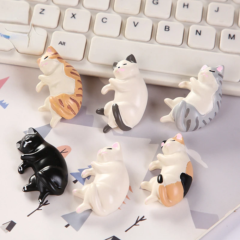 5pcs Kawaii Resin Mini Sleeping Cat Mini Figures Miniature Things Statues Dollhouse Room Home Decor Items Desk Accessories