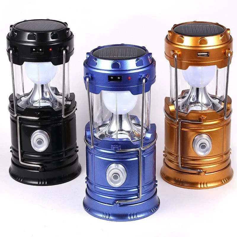 Lumière portative super lumineuse multifonctionnelle extérieure: lanterne rechargeable LED à énergie solaire, éclairage de secours télescopique