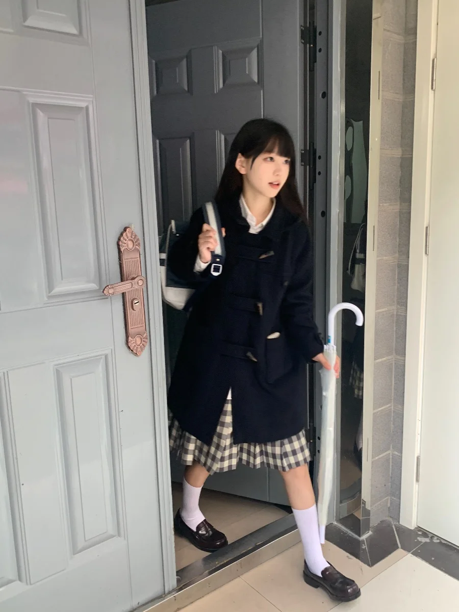 

Летнее пальто Wind Bell, оригинальное пальто JK Sle для колледжа, шерстяное пальто на хлопковой подкладке с пуговицами, прямой крой, милое японское пальто