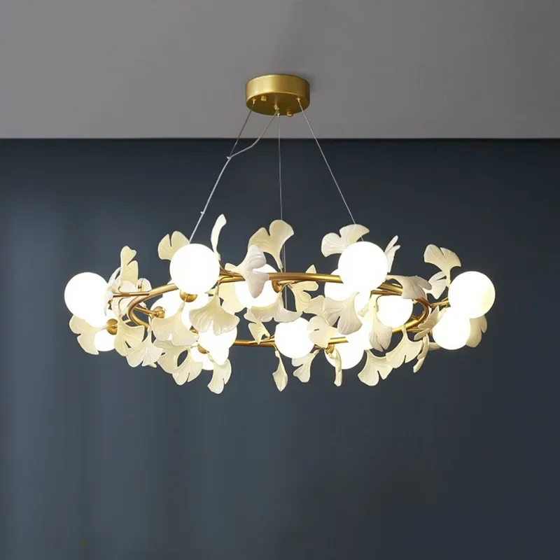 

Modern Petal Gingko Leaf Branch Ceiling Chandeliers Living Room Bedroom Pendant Lamp Dinging Room Decor Luster Hanging Light