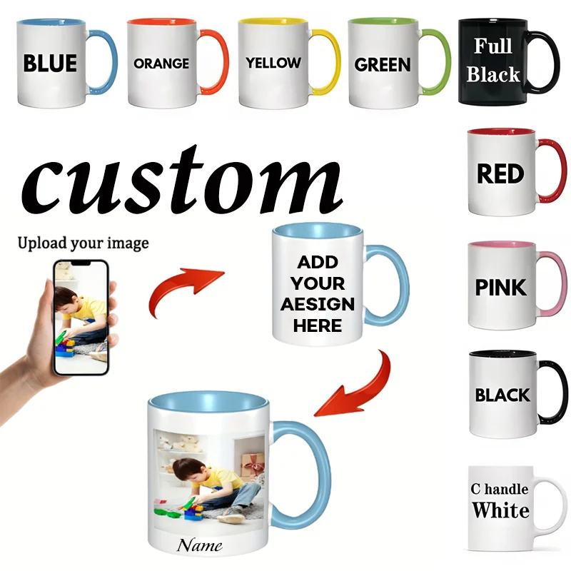 1 11oz Personalized Mug, Custom Name Image Text Cup, Coffee Cup, Tea Cup, Mother's Day, Wedding Gift, Commemorative Gift