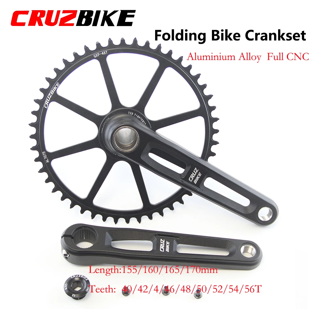 CRUZbike Folding Bike Crankset Ultralight 155/160/165/170/175mm Hollow Tech Crank Aluminum Alloy Bicycle Parts Accessories