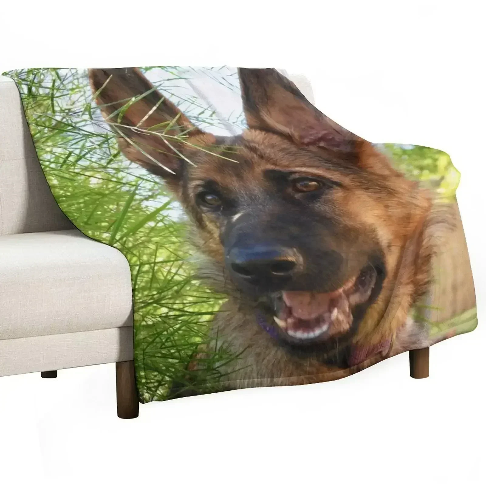 German Shepherd Service Dog Throw Blanket Warm Plush Fuzzy Blanket for Living Room