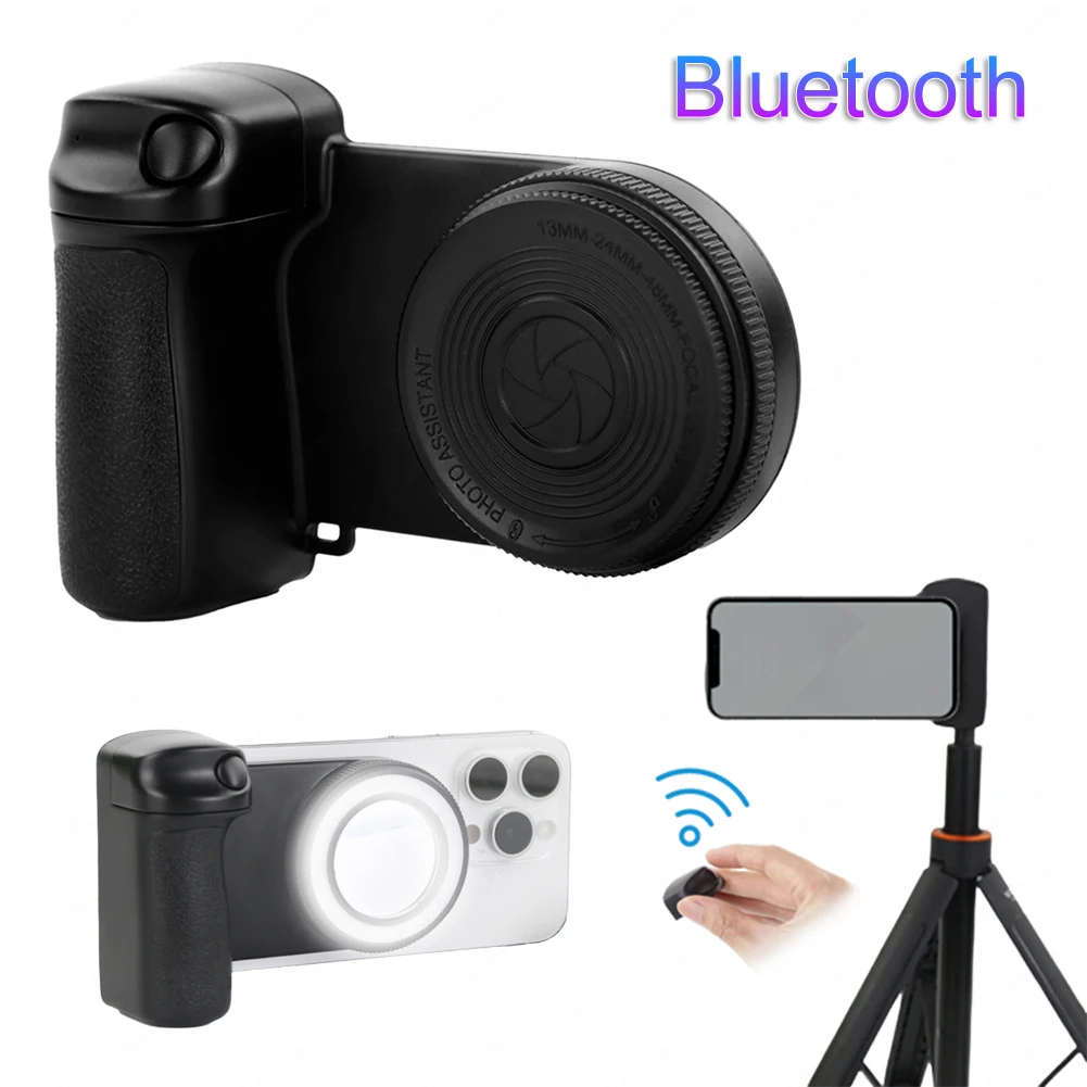 For Magsafe Bluetooth-Compatible Shutter Phone Hand Grip Camera Handle Grip Selfie Stablizer Selfie Handle for iPhone 16 15 Vlog