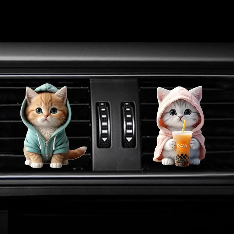 

Cute Cat Style Ventilation Clip Car Decoration Aromatherapy Accessories Cute Acrylic Material Waterproof Air Freshener Device