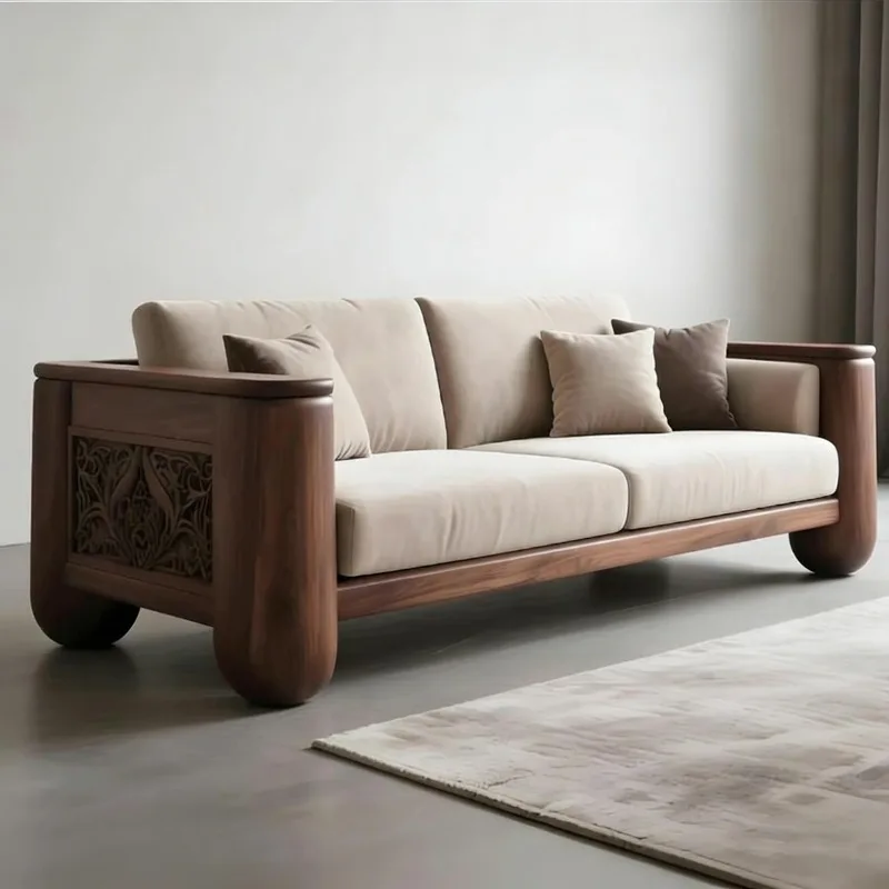 

Luxury New Chinese Style Solid Wood Living Room Sofas Minimalist Couch Relax Classic Sofa Living Room High-end Home Furniture