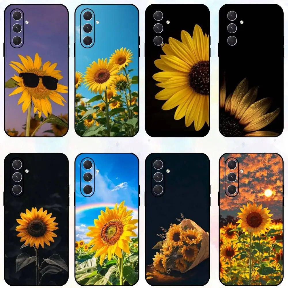 

Beautiful S-Sunflower Phone Case For Samsung Galaxy A73,A72,A71,A70,A53,A52,A51,Others Soft Black Shell