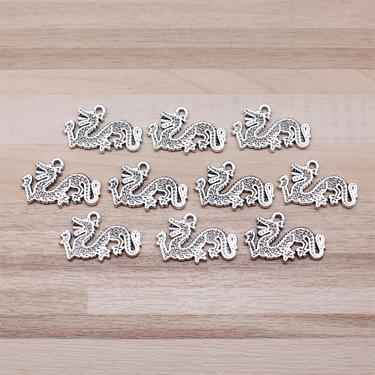 IFOCUS 10pcs/Lot Dragon Charms For DIY Jewelry Making Zinc Alloy 26x16mm/1.02x0.63inch